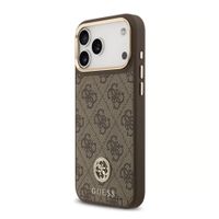 Guess Coque arrière en cuir avec logo Strass classique et MagSafe Apple iPhone 17 Pro Max - Marron