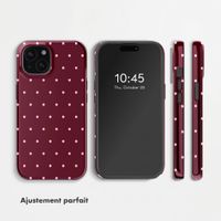 Selencia Coque arrière Vivid avec MagSafe Apple iPhone 15 - Happy Dots Burgundy