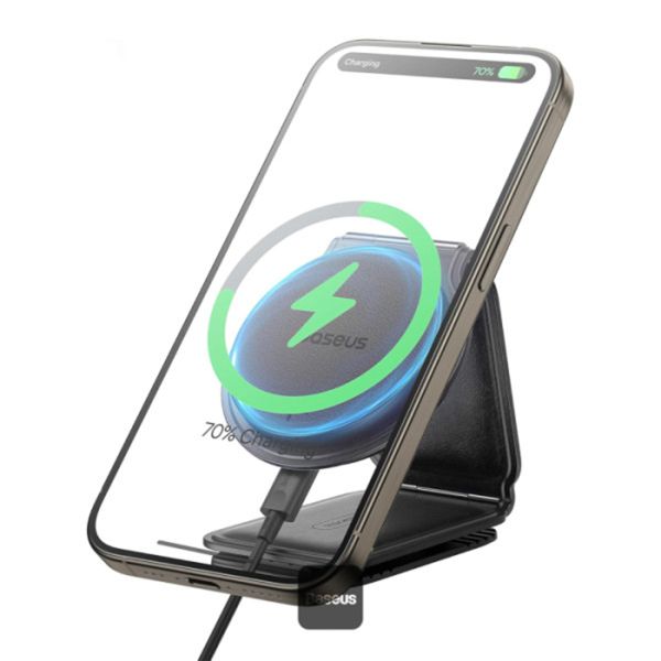 Baseus PrimeTrip Series C02 Mega Support de téléphone voiture - Magnétique et MagSafe/Qi2 - Charge sans fil - Autocollant - Noir