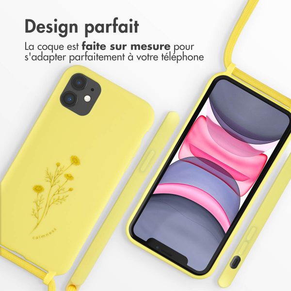 imoshion Coque design en silicone avec cordon Apple iPhone 11 - Flower Yellow