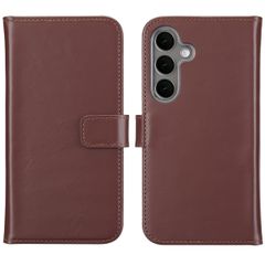 Selencia Étui portefeuille en cuir véritable Samsung Galaxy S25 Plus - Marron foncé
