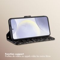Selencia Étui de télephone portefeuille imprimé léopard Sabi Samsung Galaxy S24 / S25 - Midnight Black