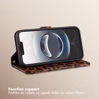 Selencia Étui de télephone portefeuille imprimé léopard Sabi Apple iPhone 16e - Mocha Brown