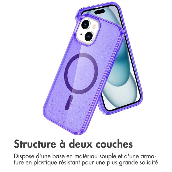 imoshion Coque Pailletée avec MagSafe Apple iPhone 15 - Paillettes Violet