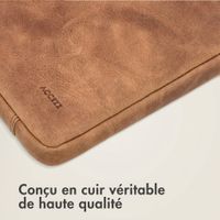 Accezz Pochette ordinateur Leather avec fermeture éclair 13-14 pouces - Cognac