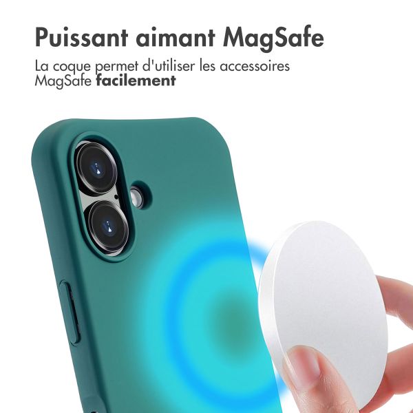 imoshion Coque arrière Color avec cordon amovible et MagSafe Apple iPhone 16 - Vert foncé