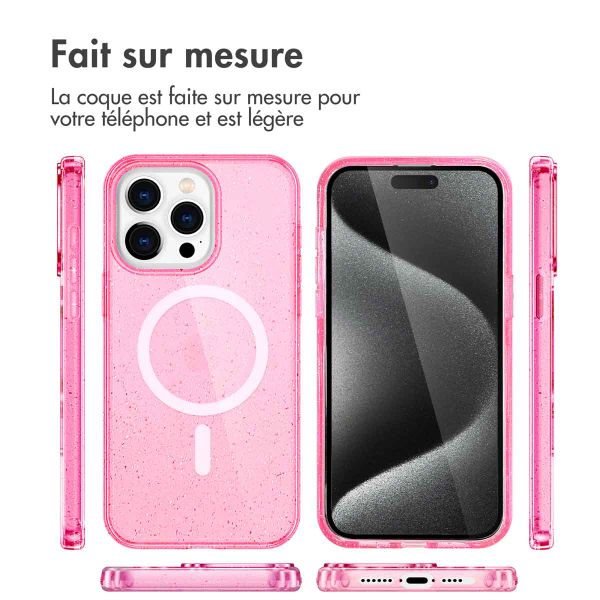 imoshion Coque Pailletée avec MagSafe Apple iPhone 15 Pro - Paillettes Rose