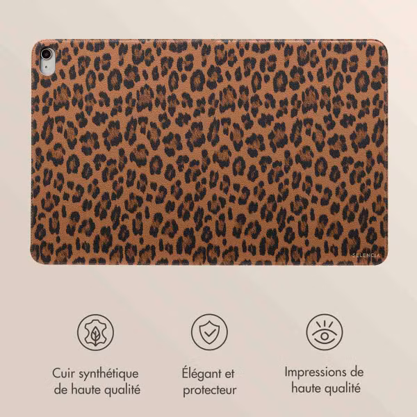 Selencia Coque tablette Sabi avec imprimé léopard Apple iPad 11 (2025) 11 pouces A16 / iPad 10 (2022) 10.9 pouces - Mocha Brown