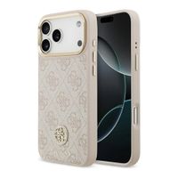 Guess Coque arrière en cuir avec logo Strass classique et MagSafe Apple iPhone 17 Pro Max - Rose