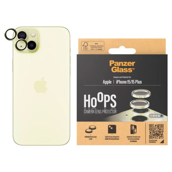 PanzerGlass Protection Caméra Hoop Optic Rings iPhone 15 / 15 Plus - Yellow