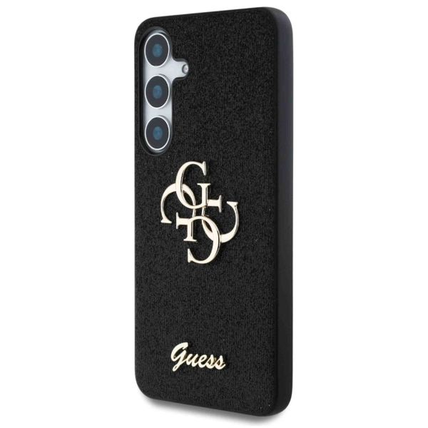 Guess Coque 4G Metal Logo Glitter Samsung Galaxy S25 - Noir