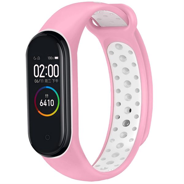 imoshion Bracelet sportif en silicone Xiaomi Mi Band 3 / 4 - Rose / Blanc