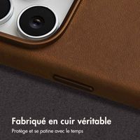 Accezz Coque MagSafe en cuir vintage Apple iPhone 16 Pro - Tabacco Cognac