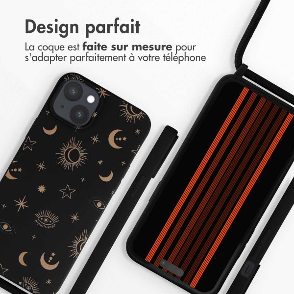 imoshion Coque design en silicone avec cordon Apple iPhone 15 Plus - Sky Black