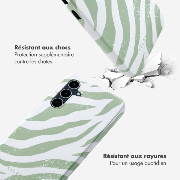 Selencia Coque arrière Vivid Samsung Galaxy S23 FE - Colorful Zebra Sage Green
