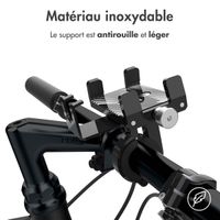 Accezz Support de téléphone pour vélo - Réglable - Universel - Aluminium - Noir