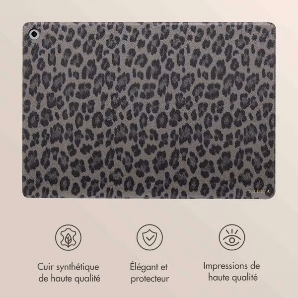 Selencia Coque tablette Sabi avec imprimé léopard Samsung Galaxy Tab A9 Plus - Midnight Black