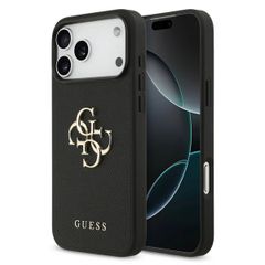 Guess Coque Big 4G Logo Grained Apple iPhone 17 Pro - Noir