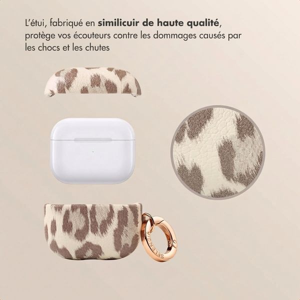 Selencia Coque Sabi motif panthère  Apple Airpods 3 - Soft Ivory