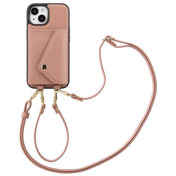 Selencia Coque à cordon avec porte-cartes enveloppe Sera iPhone 15 - Old Pink