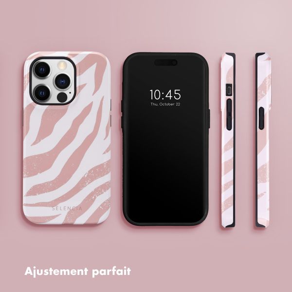 Selencia Coque arrière Vivid Apple iPhone 14 Pro - Colorful Zebra Old Pink