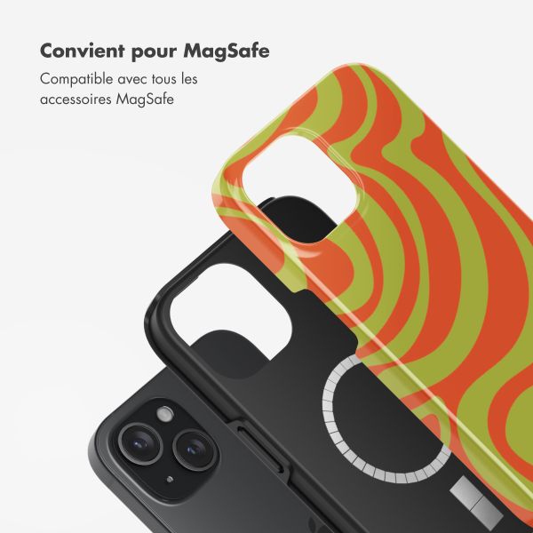 Selencia Coque arrière Vivid Tough avec MagSafe iPhone 15 - Wavy Swirl Orange Fern