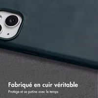Accezz Coque MagSafe en cuir vintage Apple iPhone 15 - Smokey Green
