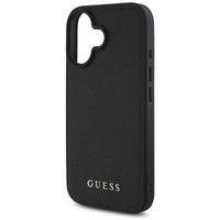 Guess Coque Grained MagSafe avec Flower Charm Strap iPhone 16 - Noir