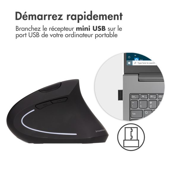 imoshion Souris ergonomique sans fil - Droitier - USB-A - Noir