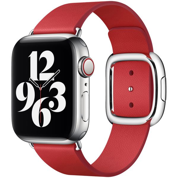 Apple Leather Band Modern Buckle Apple Watch Series 1 á 9 / SE (38/40/41 mm) | Series 10 (42 mm) - Taille L - Scarlet