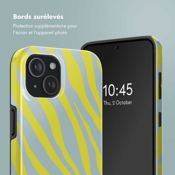 Selencia Coque arrière Vivid Tough avec MagSafe iPhone 15 - Zebra Winter Sky Titanium Yellow