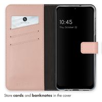 Selencia Étui portefeuille en cuir véritable Samsung Galaxy A13 (5G) / A04s - Dusty Pink