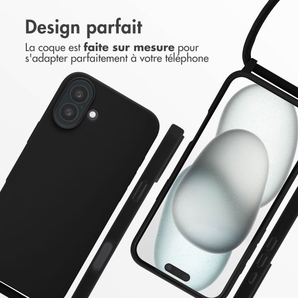 imoshion Coque en silicone avec cordon Apple iPhone 16 Plus - Noir