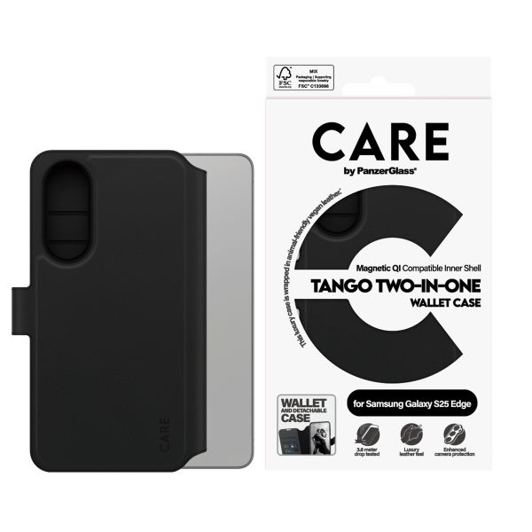 CARE by PanzerGlass Étui de télephone portefeuille Tango 2 en 1 avec MagSafe Samsung Galaxy S25 Edge - Transparent