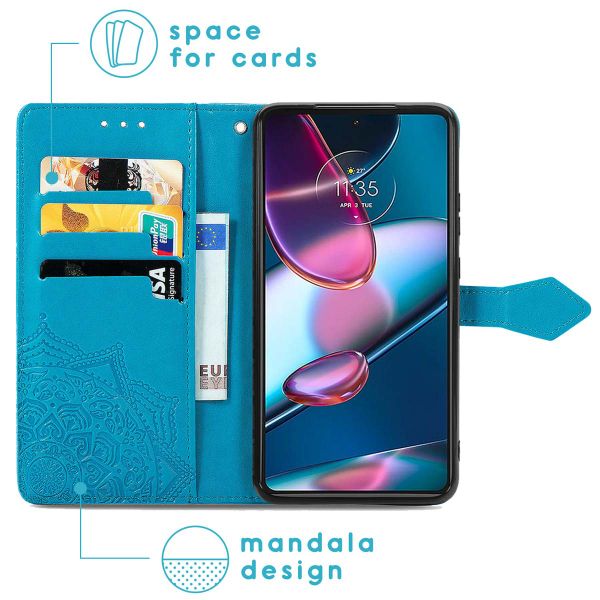 imoshion Etui de téléphone portefeuille Mandala Motorola Edge 30 Pro / Edge Plus (2022) - Turquoise