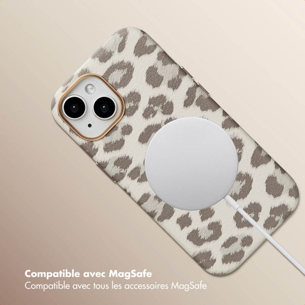 Selencia Coque Sabi imprimé panthère avec MagSafe Apple iPhone 15 - Soft Ivory
