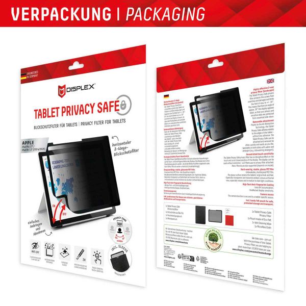 Displex Protection d'écran Privacy en verre trempé Apple iPad Pro 13 (2025) M5 / (2024) M4 / Air 13 pouces (2025) M3 / (2024) M2