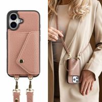 Selencia Coque à cordon avec porte-cartes enveloppe Sera iPhone 16 - Old Pink