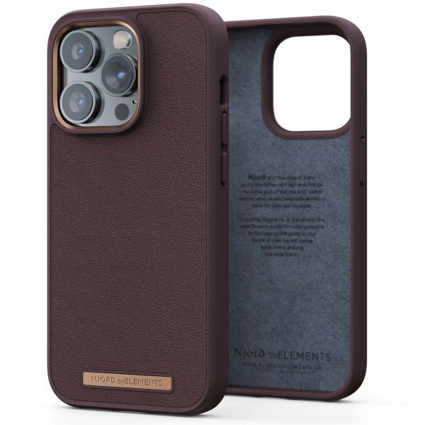 Njorð Collections Coque en cuir véritable iPhone 14 Pro - Brown