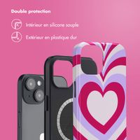 Selencia Coque arrière Vivid Tough avec MagSafe iPhone 14 - Double Hearts Rubine Red Lilac