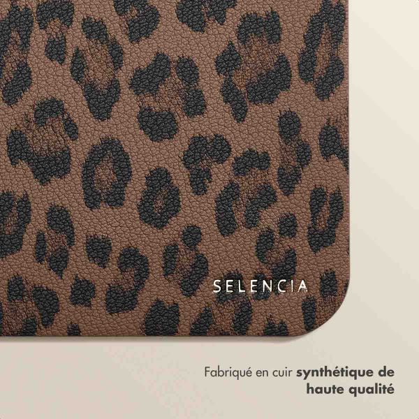 Selencia Sabi Tapis de Souris en Similicuir imprimé panthère - 20 x 24 cm - Mocha Brown