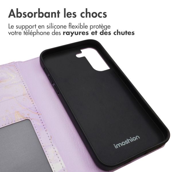 imoshion Étui de téléphone portefeuille Design Samsung Galaxy S21 - Purple Marble