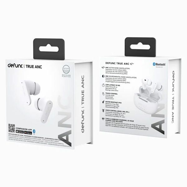 Defunc True ANC Earbuds - ﻿Écouteurs sans fil - Écouteurs sans fil Bluetooth - Avec suppression du bruit ANC - White