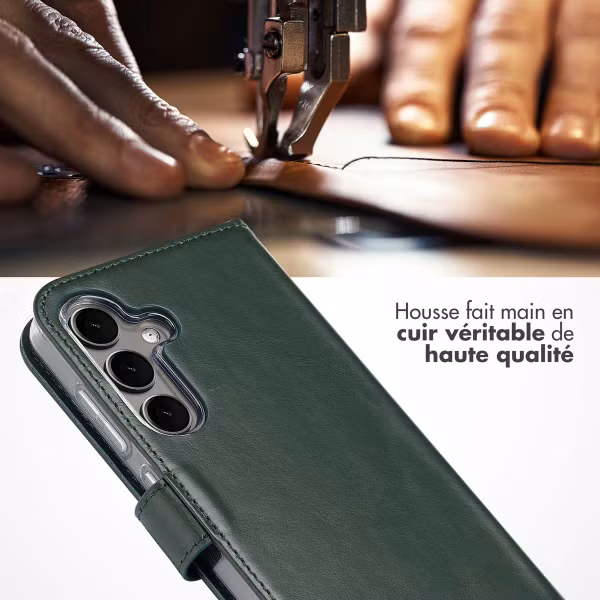 Selencia Étui portefeuille en cuir véritable Samsung Galaxy S25 Plus - Vert