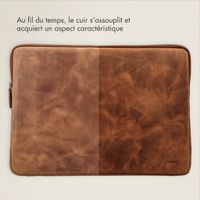 Accezz Pochette ordinateur Leather avec fermeture éclair 15-16 pouces - Cognac