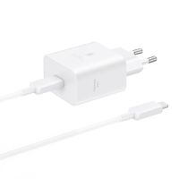 Samsung Adaptateur secteur original avec câble USB-C - Chargeur - Connexion USB-C et USB - Charge rapide - 45 Watt - 1,8 mètres - Blanc