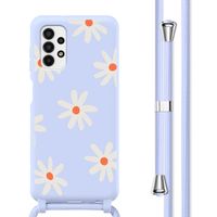 imoshion Coque design en silicone avec cordon Samsung Galaxy A13 (4G) - Lila Flower Distance