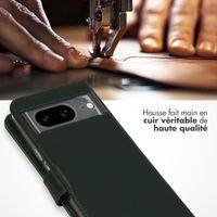 Selencia Étui de téléphone portefeuille en cuir véritable Google Pixel 8 - Vert