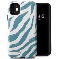 Selencia Coque arrière Vivid Tough iPhone 11 - Colorful Zebra Pine Blue