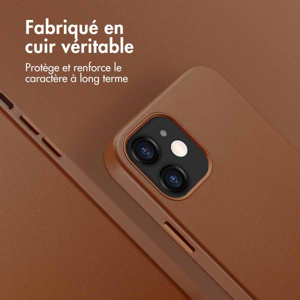 Accezz Coque arrière en cuir avec MagSafe iPhone 12 (Pro) - Sienna Brown